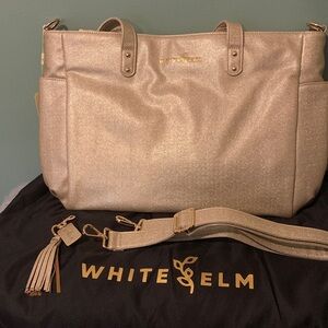 Gold Sparkle White Elm Aquila Bag w/long strap& dust cover- NWT- sold out color!